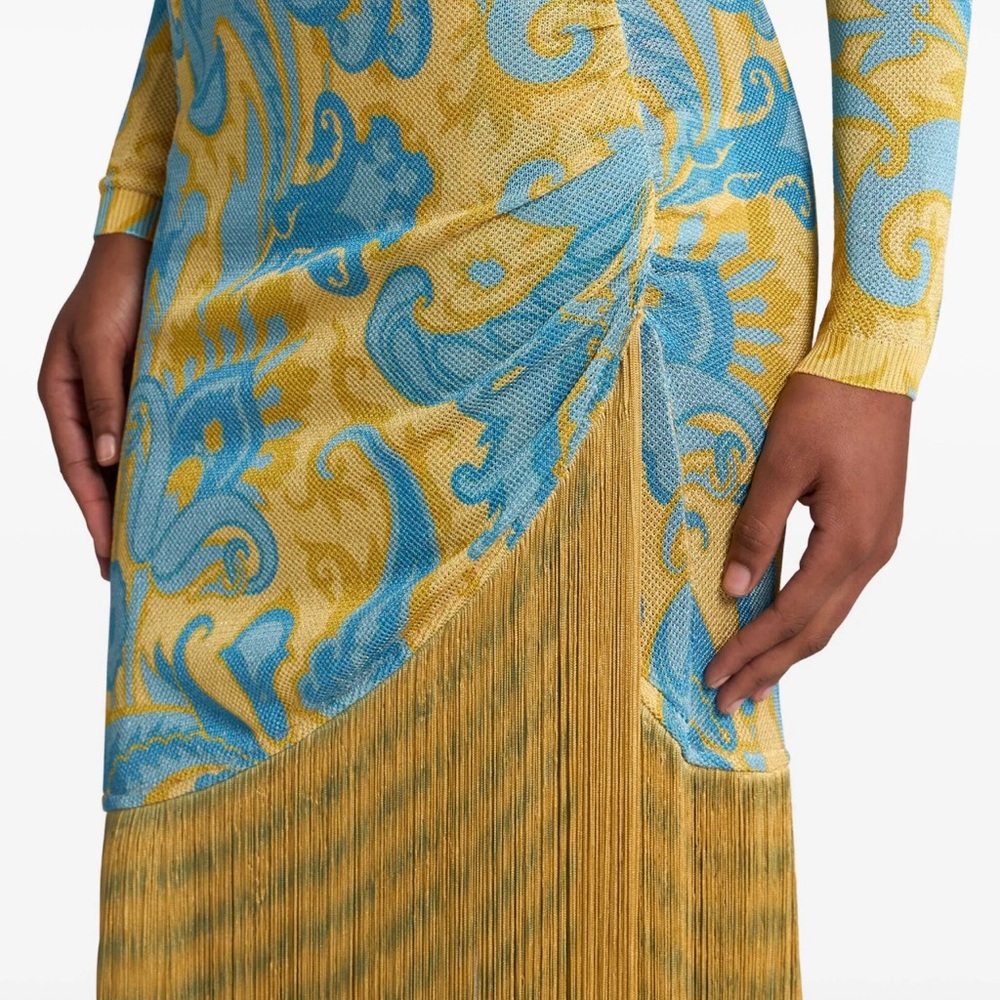 ETRO yellow & blue fringe maxi dress - sold out - 38 - Picture 4 of 13